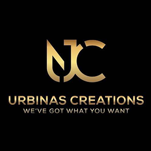 Letters U N and C interlocked above text that says Urbinas Creations